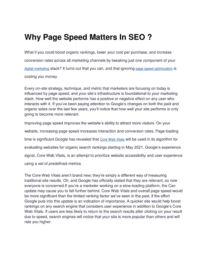 why page speed matters in seo