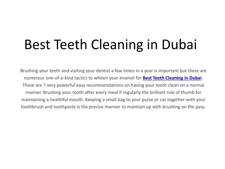 best teeth cleaning in dubai