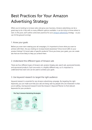 best practices for your amazon advertising