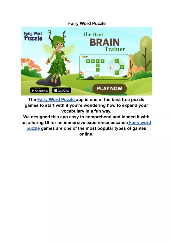 Puzzles Games Online - Fairywordpuzzle - Medium