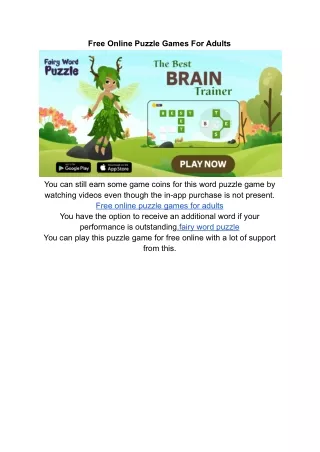 Free Online Puzzle Games For Adults