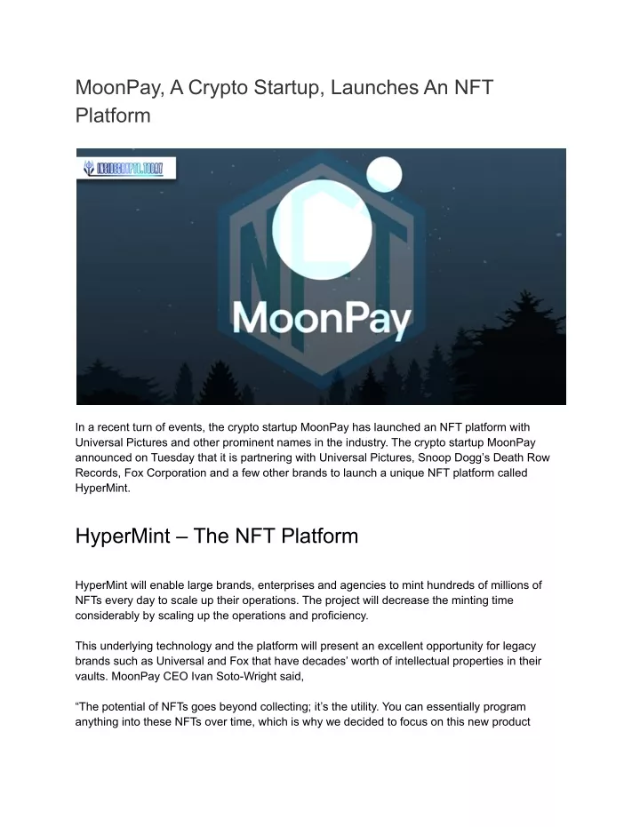 moonpay a crypto startup launches an nft platform