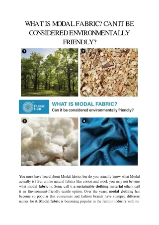What Is Modal Fabric? Can it be considered environmentally friendly?