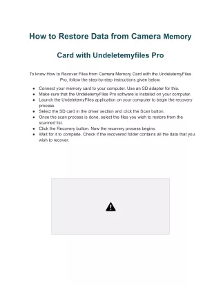 how to restore data from camera memory