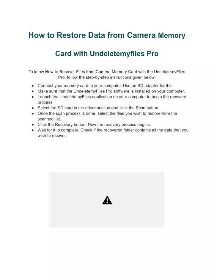 how to restore data from camera memory