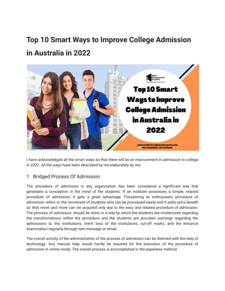 top 10 smart ways to improve college admission
