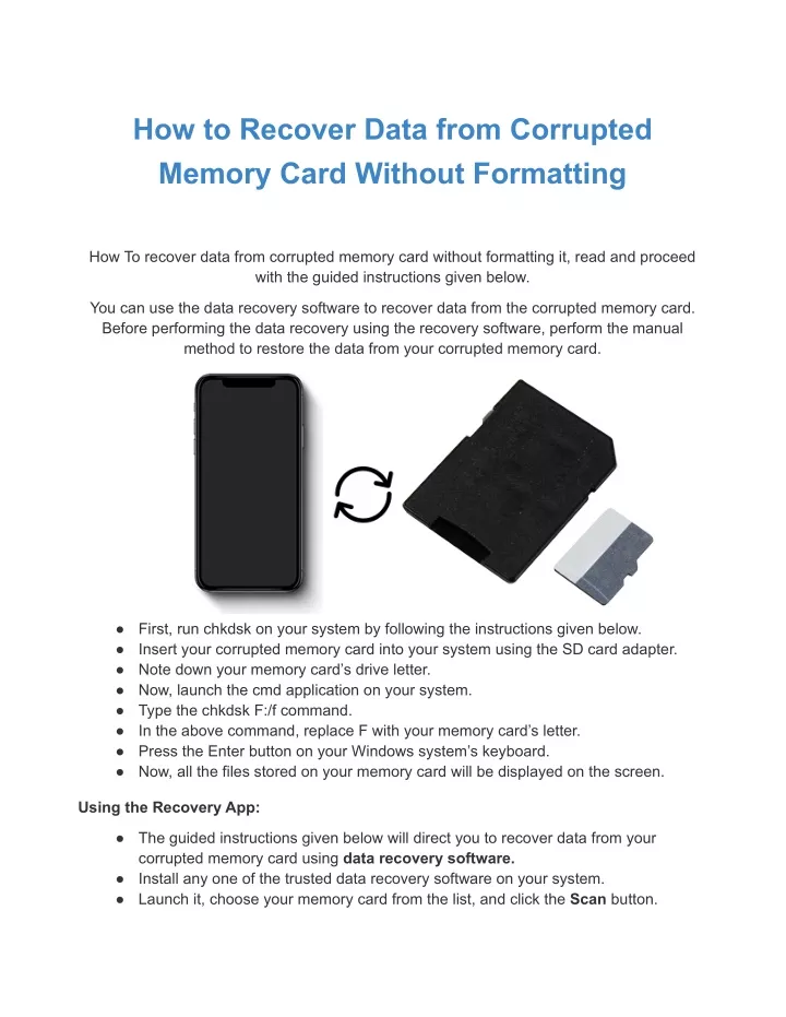 how to recover data from corrupted memory card