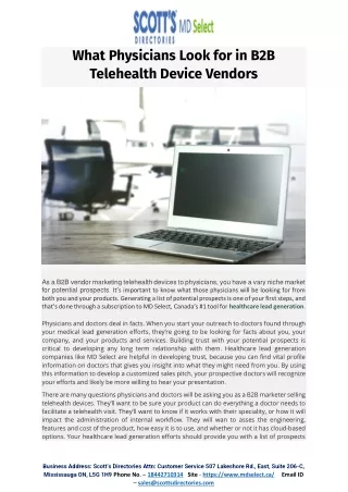 What Physicians Look for in B2B Telehealth Device Vendors