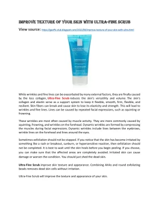 Improve Texture of Your Skin with Ultra