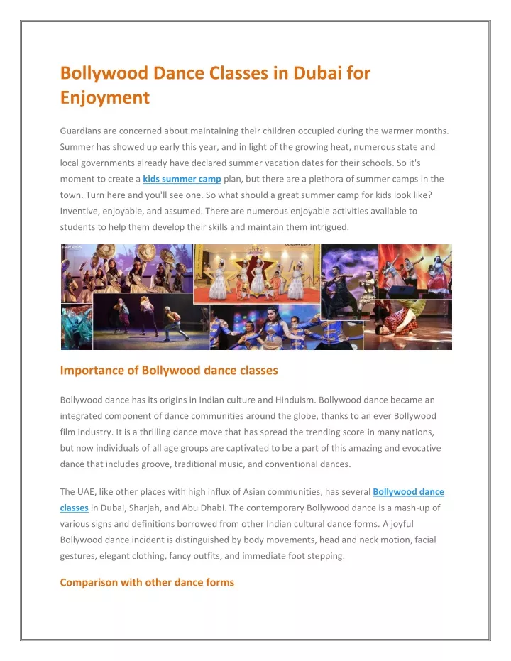 bollywood dance classes in dubai for enjoyment