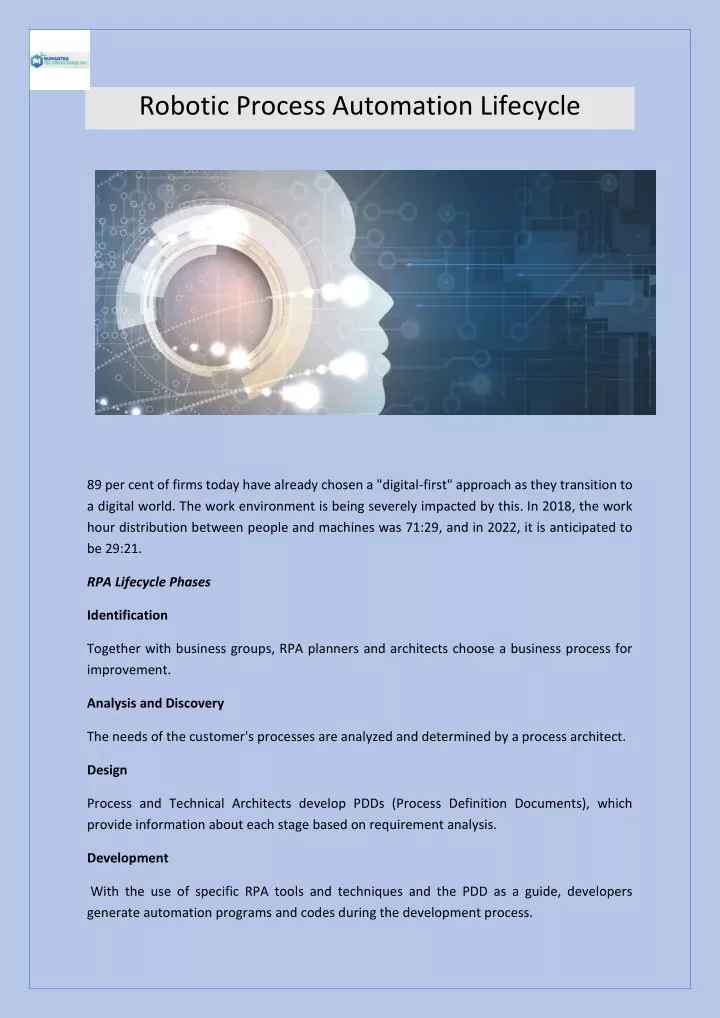 robotic process automation lifecycle