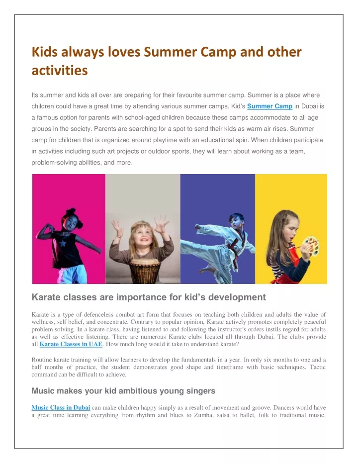 kids always loves summer camp and other activities