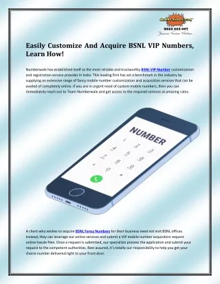 easily customize and acquire bsnl vip numbers