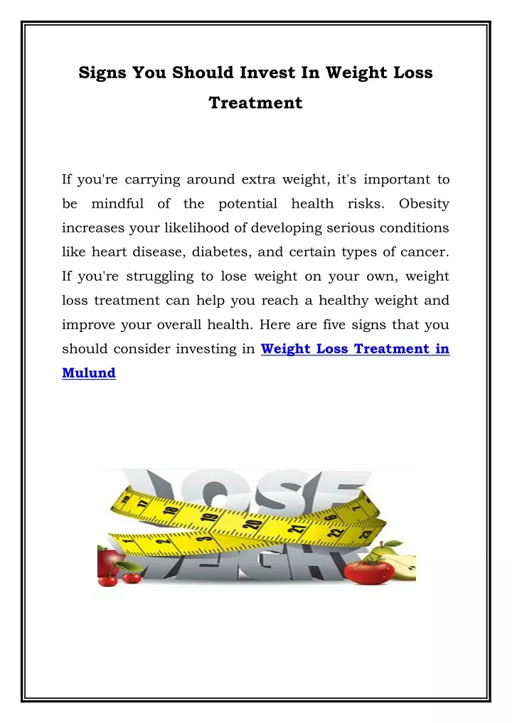 signs you should invest in weight loss