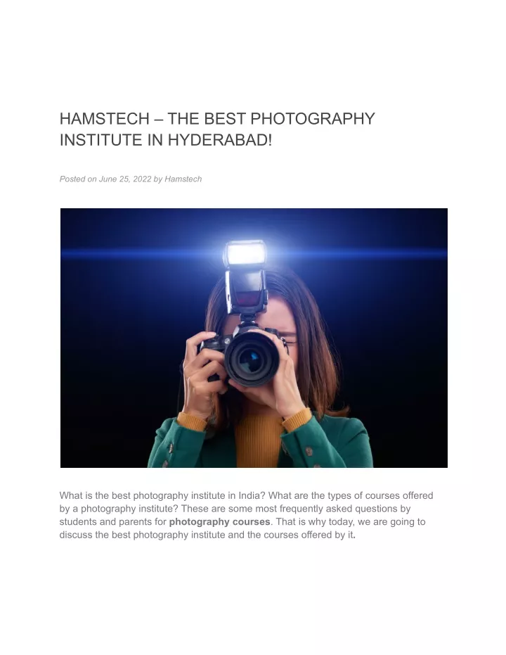 hamstech the best photography institute