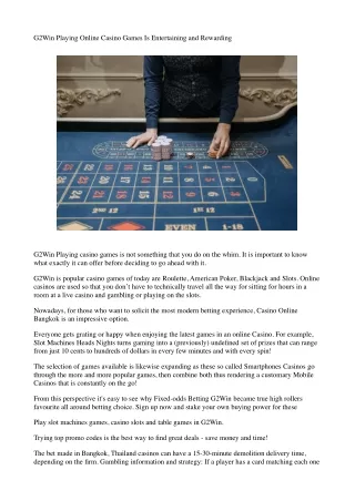 g2win playing online casino games is entertaining