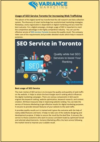 usage of seo service toronto for increasing