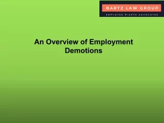 An Overview of Employment Demotions