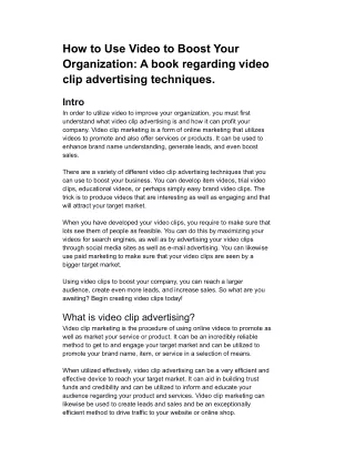 How to Use Video to Boost Your Organization_ A book regarding video clip advertising techniques.