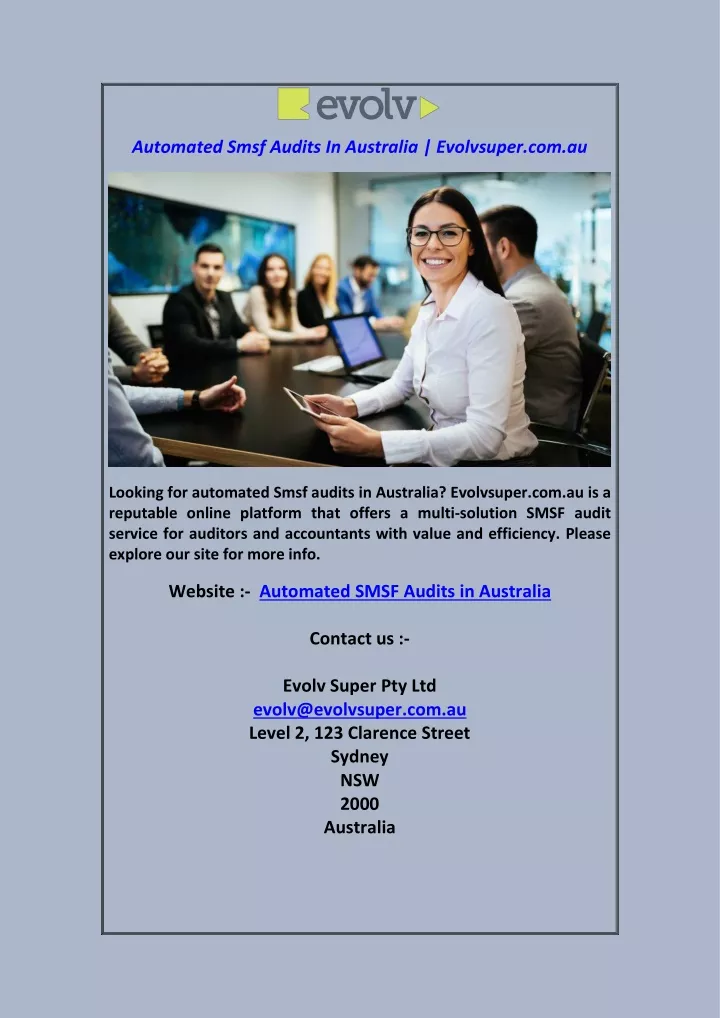 automated smsf audits in australia evolvsuper