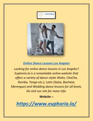 Online Dance Lessons Los Angeles | Euphoria.la
