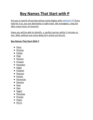 boy names that start with p