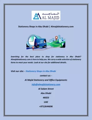 Stationery Shops in Abu Dhabi