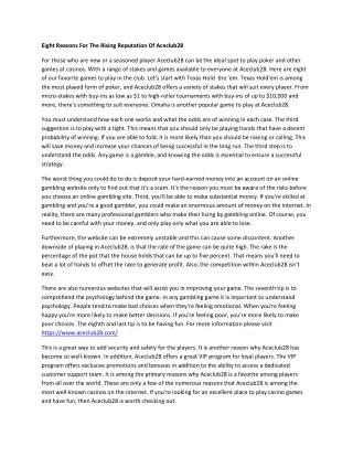 eight reasons for the rising reputation