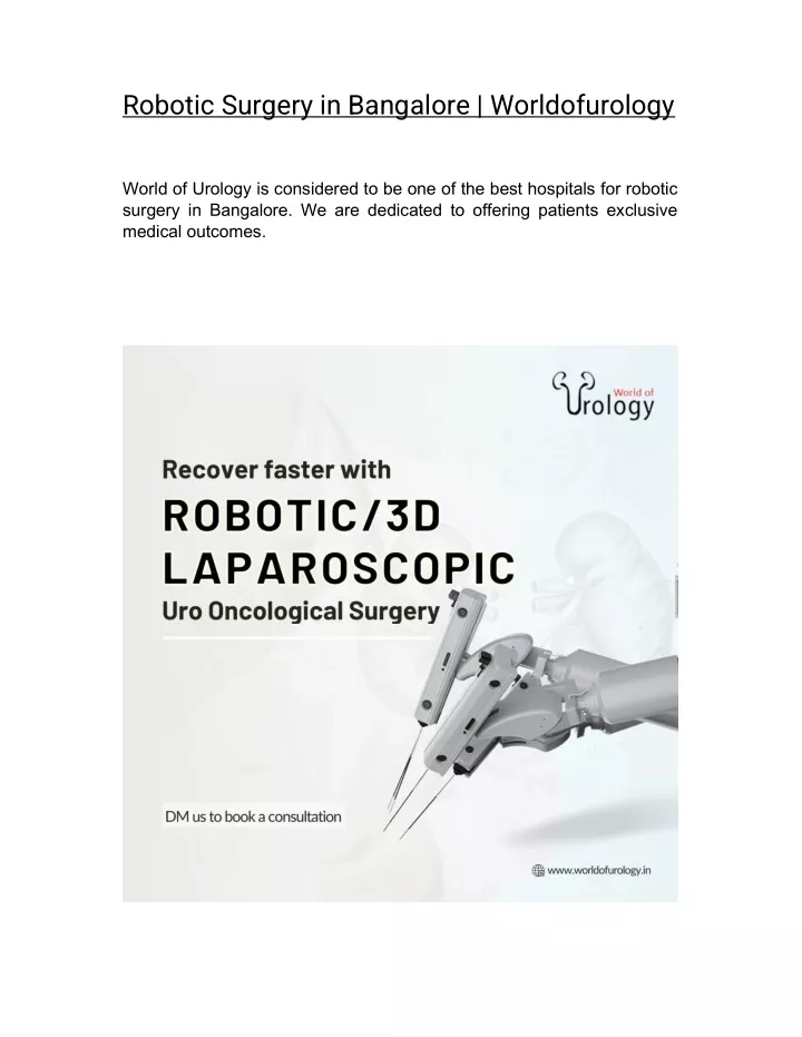 robotic surgery in bangalore worldofurology