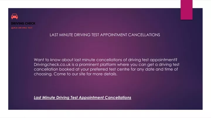 last minute driving test appointment cancellations
