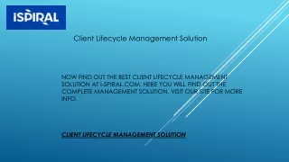 client lifecycle management solution