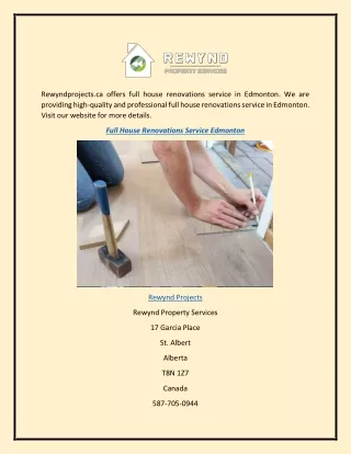 Full House Renovations Service Edmonton  Rewyndprojects.ca