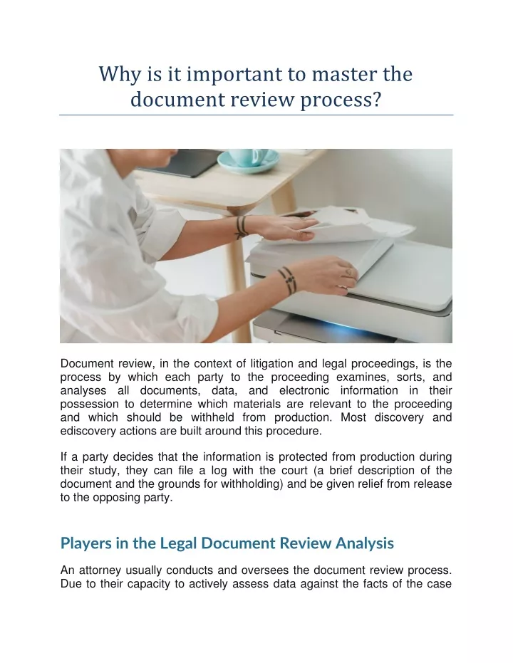 why is it important to master the document review