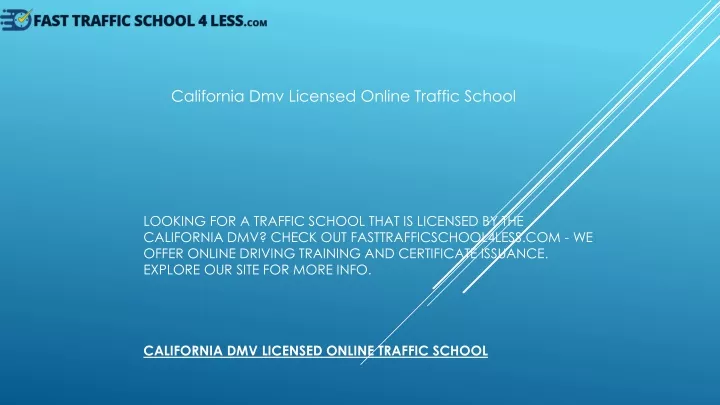 california dmv licensed online traffic school