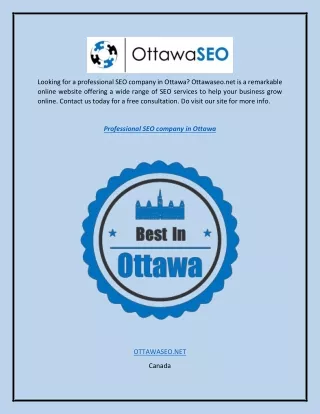 Professional Seo Company In Ottawa  Ottawaseo.net