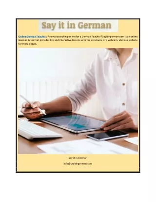Online German Teacher | Sayitingerman.com