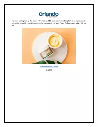 Buy Cbd Cream In Florida | JustCBD