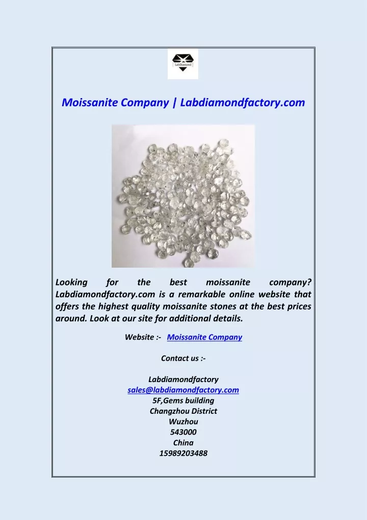 moissanite company labdiamondfactory com