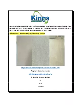 Carpet Steam Cleaning  Kingscarpetcleaning.com.au