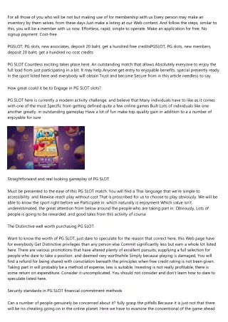 Easy and realistic gameplay of PG SLOT.
