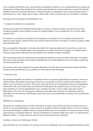 Mejores trucos de cerrajeria 24h de Cerrajeros Benidorm