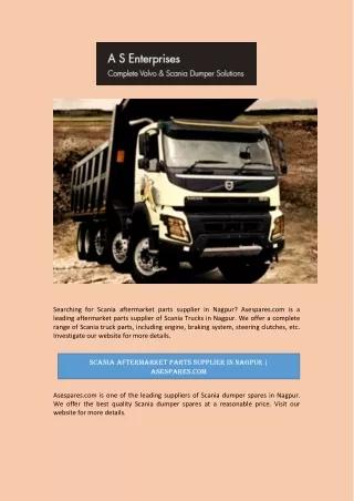 Scania Aftermarket Parts Supplier in Nagpur | Asespares.com