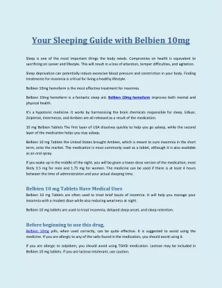 Your Sleeping Guide with Belbien 10mg