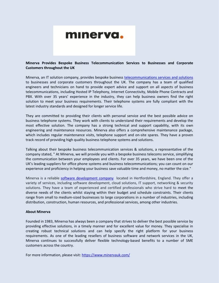 minerva provides bespoke business