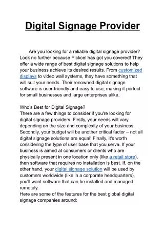 Digital Signage Provider