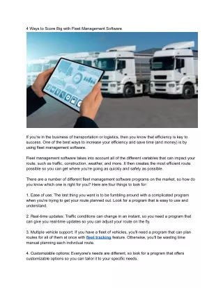 4 ways to score big with fleet management software