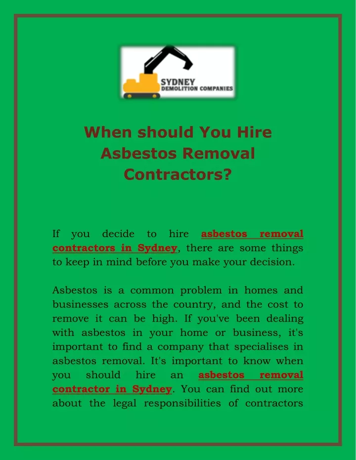 when should you hire asbestos removal contractors