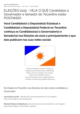 ELEIÇÕES 2022 - VEJA O QUÊ Candidatos a Governador e Senador do Tocantins estão POSTANDO