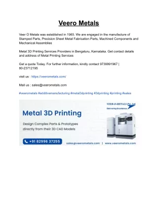 Veero Metals Metal 3D Printing Services