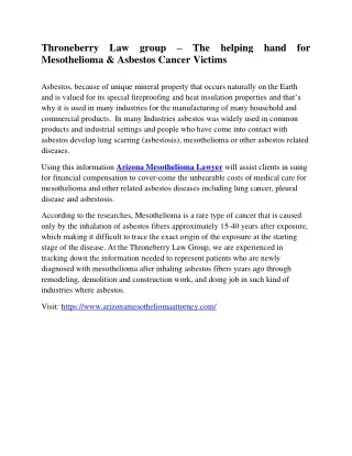 How Throne berry Law Group Helping Mesothelioma